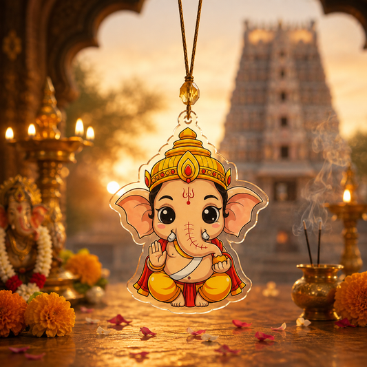 Vinayagar Car Hanging Ornament | Lord Ganesha Acrylic Rear View Mirror Hanging