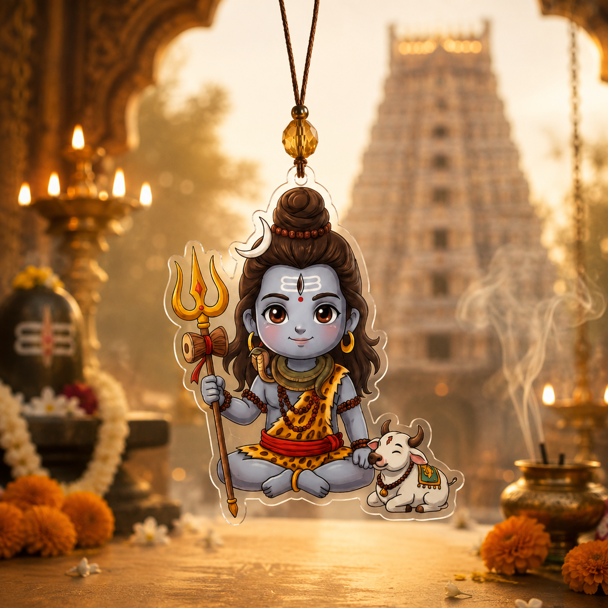 Sivan Car Hanging | Acrylic Hindu Car Decor Ornament