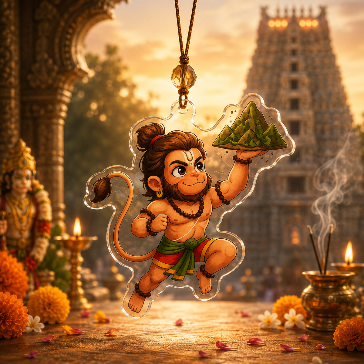 Hanuman Car Hanging Ornament | Lord Hanuman Acrylic Rear View Mirror Hanging