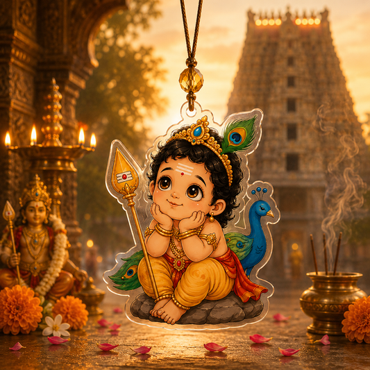 Murugan Car Hanging Ornament | Lord Murugan Acrylic Rear View Mirror Hanging